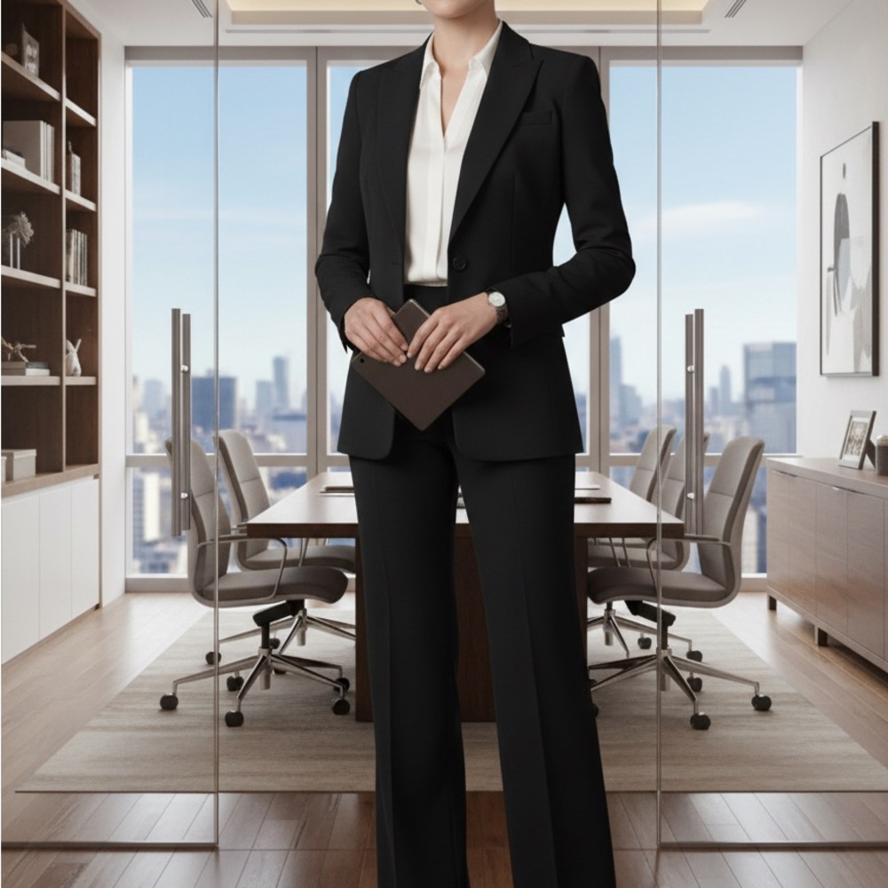 Moda International Black Tailored 2-Piece Pantsuit Set 4